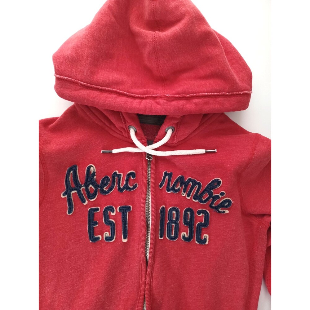 Y2k 90's Abercrombie Fitch Full Zip Hoodie Medium Red‎ Spellout Embroidered